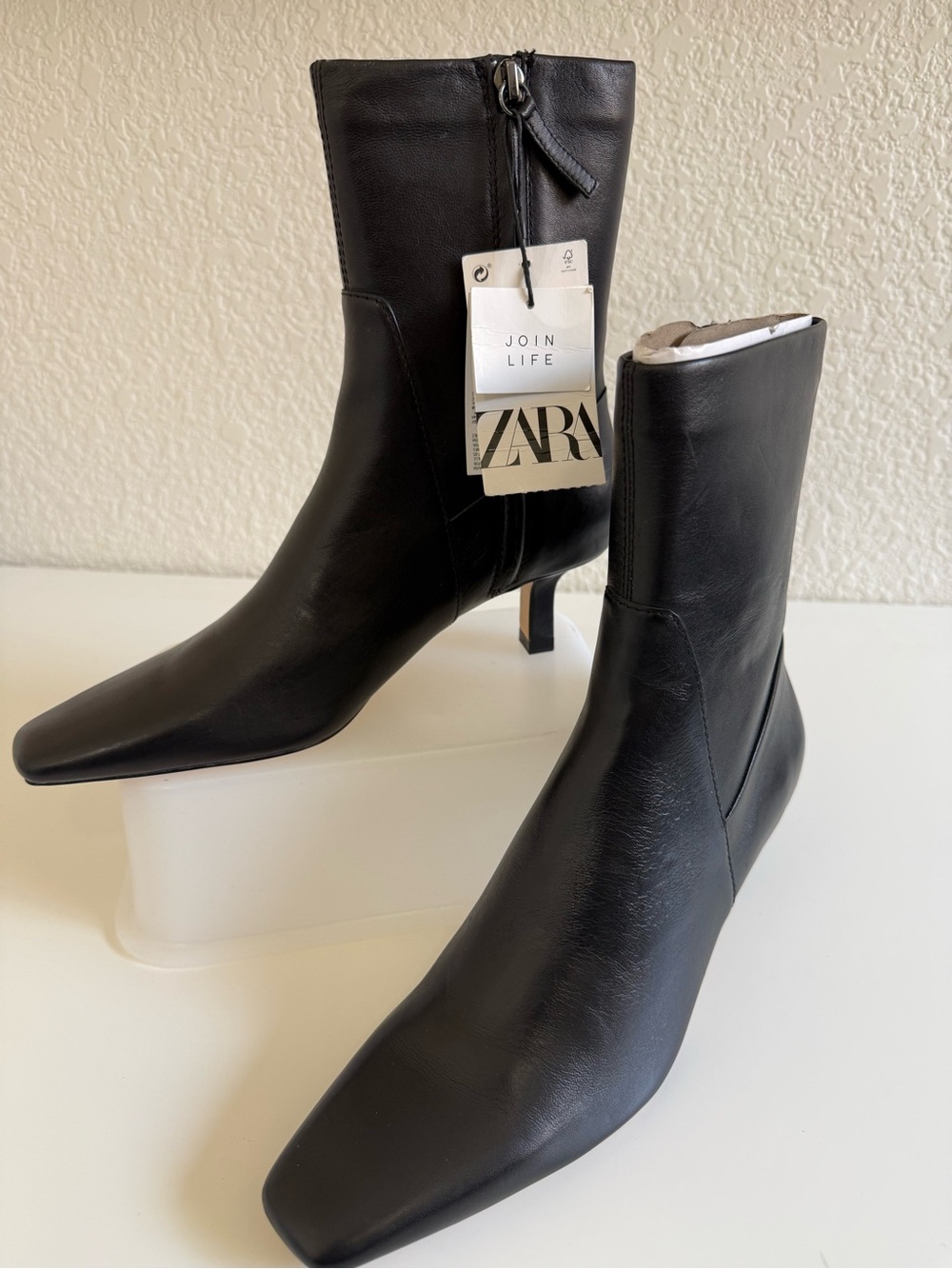 Zara | Genuine Leather Ankle Boots | Pointed Toe Kitten Heel | EU 38 US 7.5 - Picture 10 of 16